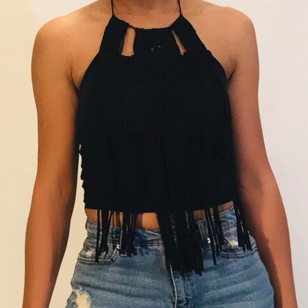 Fringe halter top